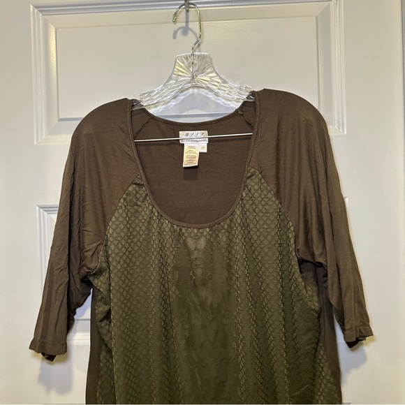 M.S.S.P. Green Scoop Neck 3/4 Sleeve Blouse size 2X - Picture 7 of 7